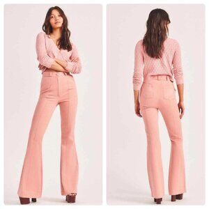 LoveShackFancy Meyerson Flared Pants in Tuscany Pink